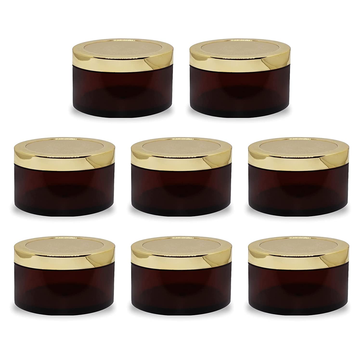 Shoprythm Cosmetic Jar Pack of 8 MYOC Amber San Jars with Golden Cap & Inner lid for Creams, Gels, Body Scrub & Butter Shoprythm Cosmetic Jar Pack of 8 MYOC Amber San Jars with Golden Cap & Inner lid for Creams, Gels, Body Scrub & Butter